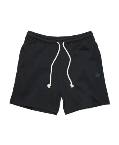 Acne Studios Face-patch Cotton Track Shorts In Black