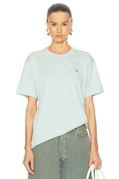Acne Studios Face Patch Crew Neck Shirt In Dusty Blue