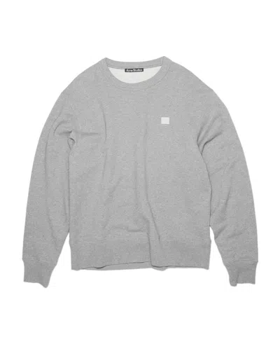 Acne Studios Face-patch Crew Neck Sweatshirt In Gray
