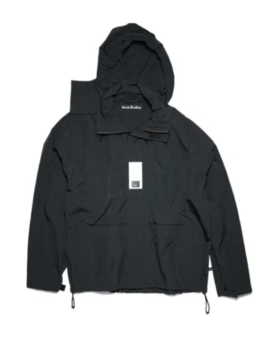 Acne Studios Face-patch Hooded Jacket In Black