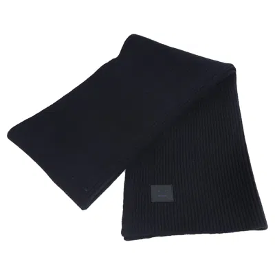 Acne Studios Face Patch Knitted Scarf In Black Wool
