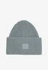 Acne Studios Face Patch Ribbed Beanie In Gray
