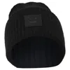 Acne Studios Face-patch Ribbed-knit Beanie In Black Wool In Black
