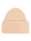 Acne Studios Face-patch Ribbed-knit Beanie In Neutrals
