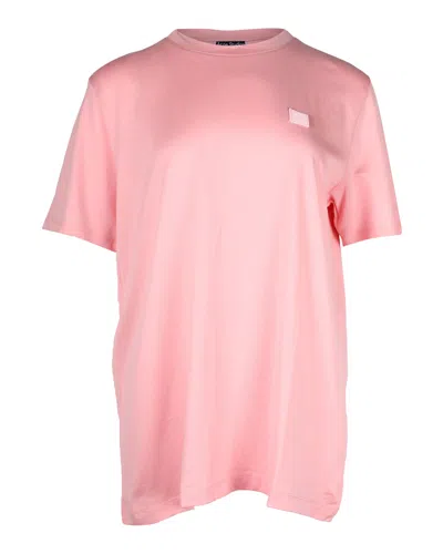 Acne Studios Face Patch T-shirt In Pink Cotton