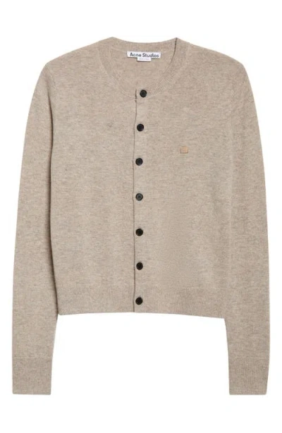 Acne Studios Face Patch Wool & Yak Hair Cardigan In Gray