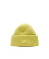 Acne Studios Small Face Logo Beanie Hat In Yellow