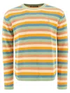 Acne Studios Face Patch Striped Sweater In Beige