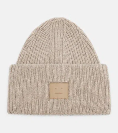 Acne Studios Face Wool-blend Beanie In Sand