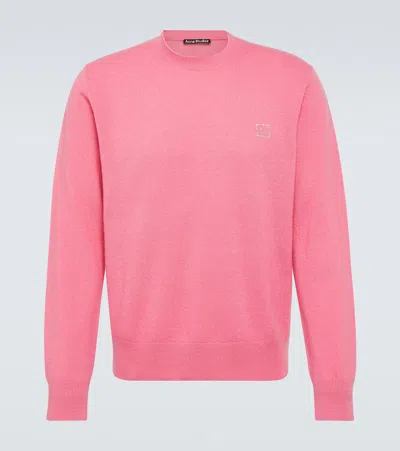 Acne Studios Face Wool Jumper In Pink