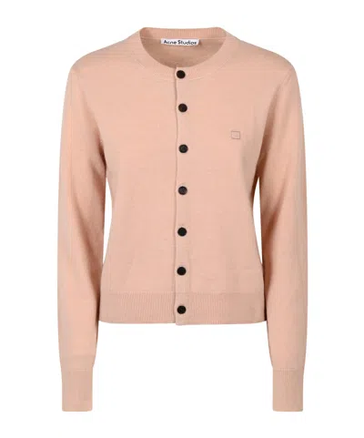 Acne Studios Face-patch Button Cardigan In Pink