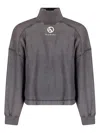 Acne Studios Faded Black Logo Turtleneck Sweatshirt In Gray