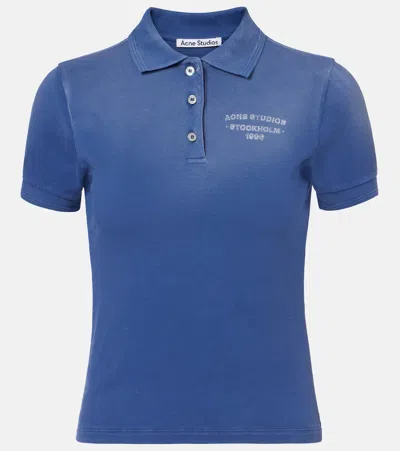 Acne Studios Faded Cotton-blend Piqué Polo Shirt In Blue