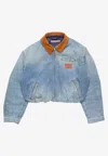Acne Studios Women Denim Bomber Jacket Mid Blue In Blue