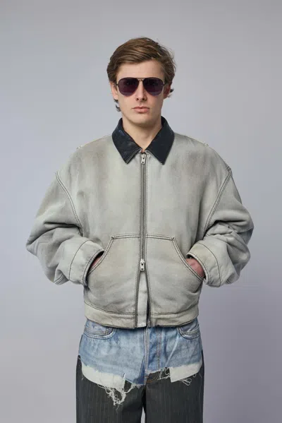 Acne Studios Faded Denim Jacket In Gray