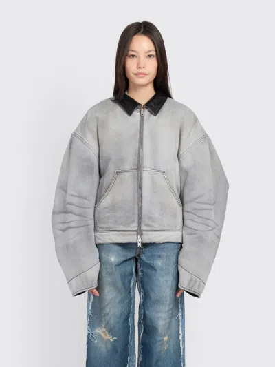 Acne Studios Faded Denim Jacket In Gray