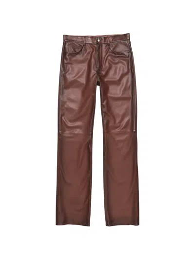 Acne Studios Faded-effect Leather Trousers In Brown