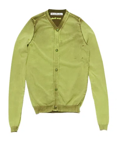 Acne Studios Faded Fine-knit Cardigan In Green
