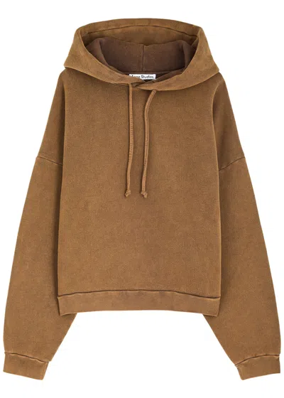 Acne Studios Faded Hooded Cotton Sweatshirt In Brown