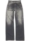 Acne Studios 2006 Paint-splattered Low-rise Barrel-leg Jeans In Black