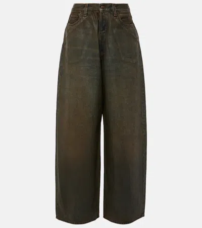 Acne Studios Faded Oversized Mid-rise Wide-leg Jeans In Auz Mid Blue