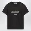Acne Studios Faded Black Cotton T-shirt With Logo Women In Black