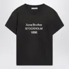 Acne Studios Faded Black Cotton T-shirt With Logo Women In Black