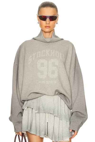Acne Studios Oversized Turtleneck Sweatshirt Printed Design In Gray