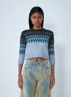 Acne Studios Fair Isle Knit Sweater In Gray