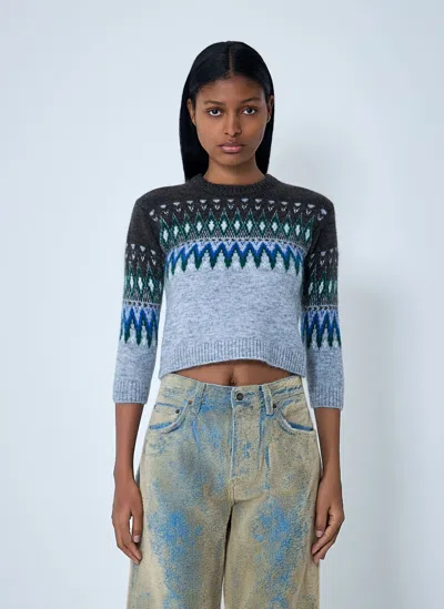 Acne Studios Fair Isle Knit Sweater In Gray