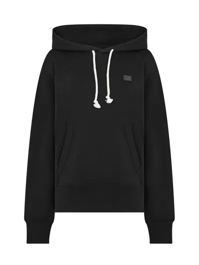 Acne Studios Fairah Face Logo Hoodie In Black