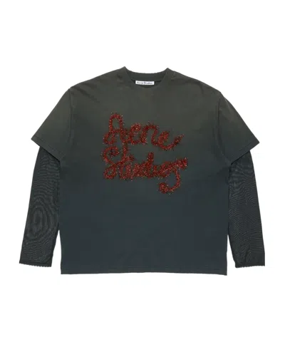 Acne Studios Fake Two Piece Logo T-shirt In Gray