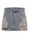 Acne Studios Ripped Denim Mini Skirt In Blue