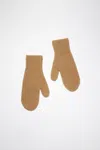 Acne Studios Wool Blend Mittens In Camel Brown