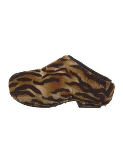 Pre-owned Acne Studios Faux Fur Animal Print Flats In Brown