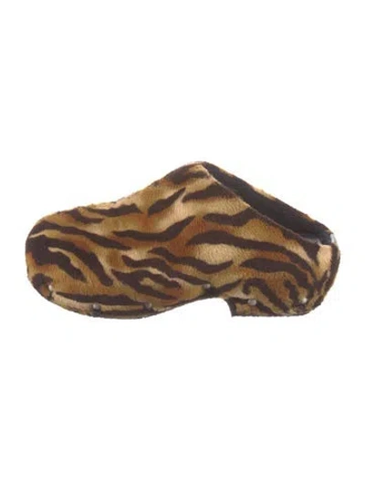 Pre-owned Acne Studios Faux Fur Animal Print Flats In Multi
