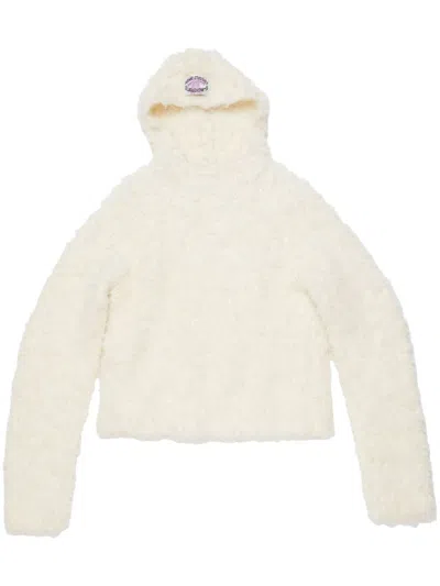 Acne Studios Alpaca Blend Hooded Sweatshirt Men In Neutral