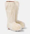 Acne Studios Barlo Faux Fux Knee High Clog Boot In White