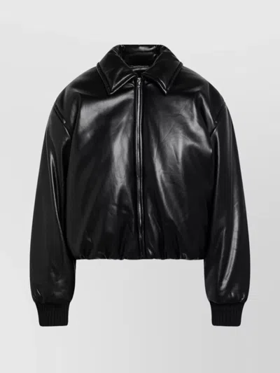 Acne Studios Faux Leather Bomber Jacket A90660le R In Black
