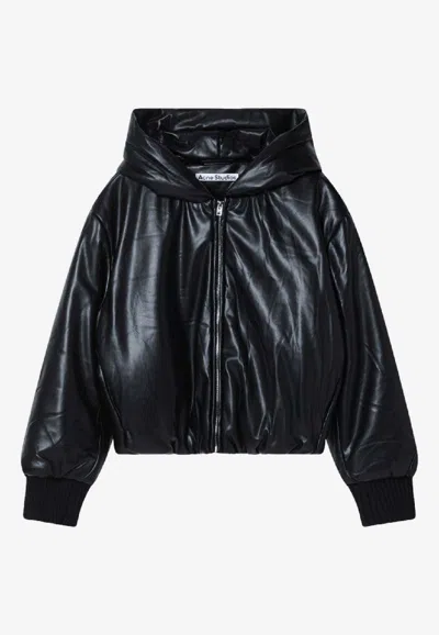 Acne Studios Faux Leather Bomber Jacket In Black