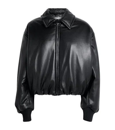 Acne Studios Women Bomber Jacket Crafted From Faux Leather In Black