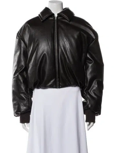 Pre-owned Acne Studios Faux Leather Bomber Jacket In Blue