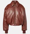 Acne Studios Faux Leather Bomber Jacket In Burgundy