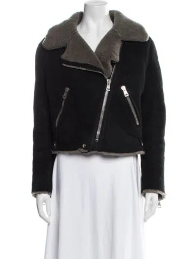 Pre-owned Acne Studios Faux Shearling Biker Jacket In Black