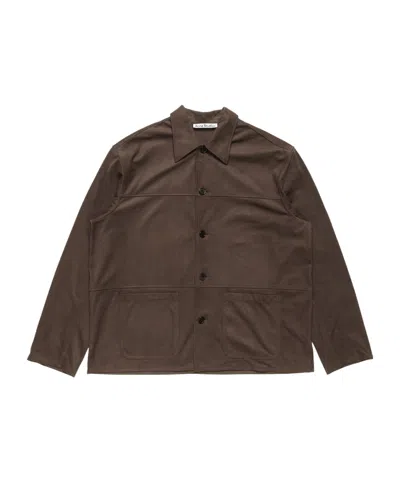 Acne Studios Faux Suede Overshirt In Brown