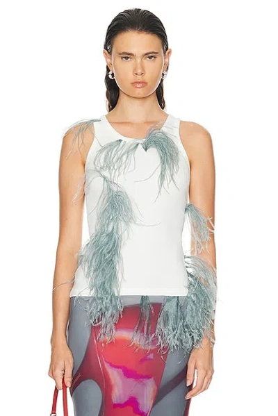 Acne Studios Feather-detailing Ribbed Tank Top In White