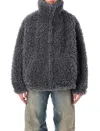 Acne Studios Oversized Faux Fur Bomber Jacket In Gray