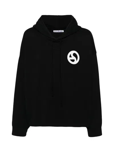 Acne Studios Fester Logogram Hoodie In Black