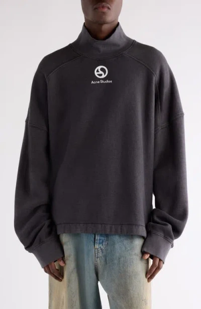 Acne Studios Fester U Duo Logogram Organic Cotton Sweatshirt In Gray