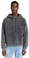 Acne Studios Logo Patch Cotton Hoodie In Faded Black